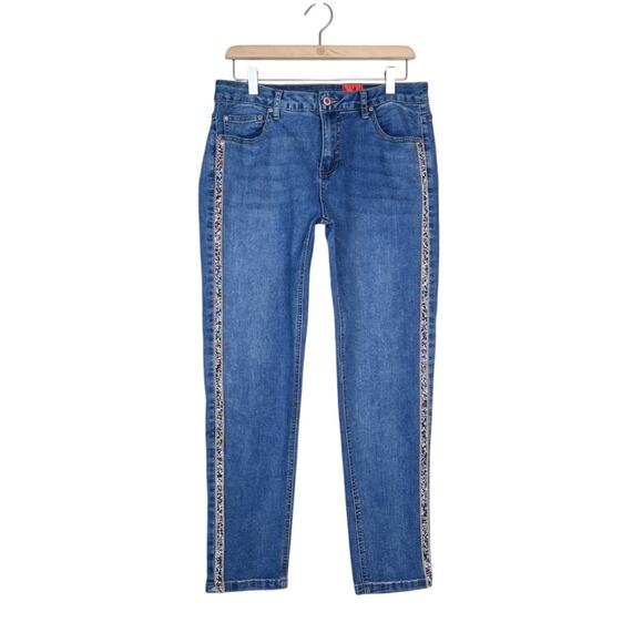 V Christina Womens 10 Medium Wash Tapered Leg Sequin Jean - Picture 1 of 10